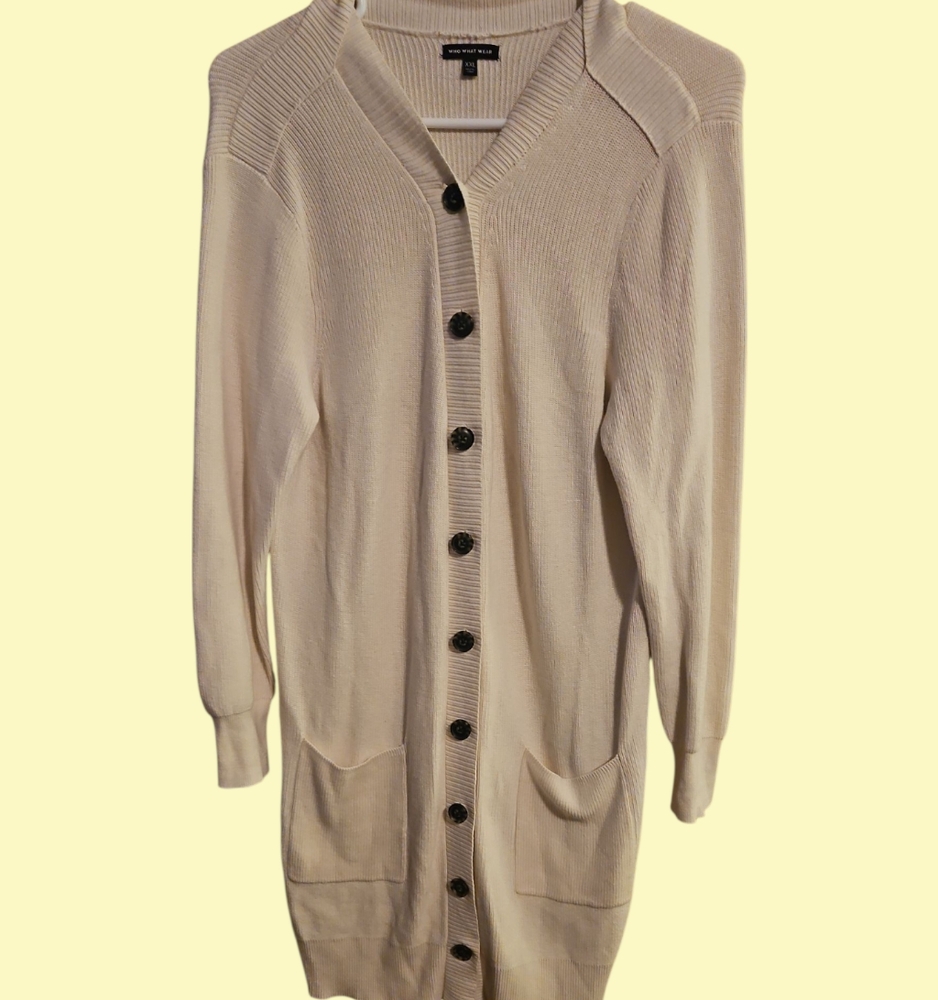 Who What Wear Button-Up Cream Cardigan